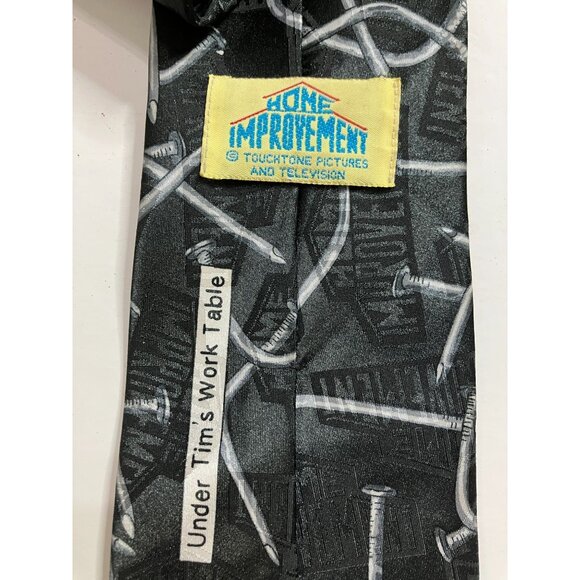 Home Improvement Mens Tie Black W/ Nails Construction Builder - Picture 4 of 5